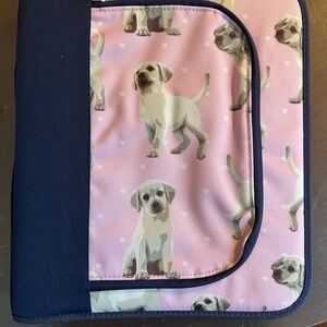 NEW Pottery Barn Kids Mackenzie Binder, pink/navy puppy